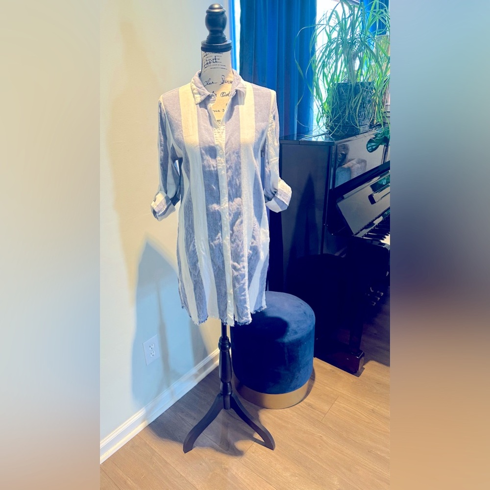 Tommy Bahama Linen Blend Striped Shirt Dress Size M